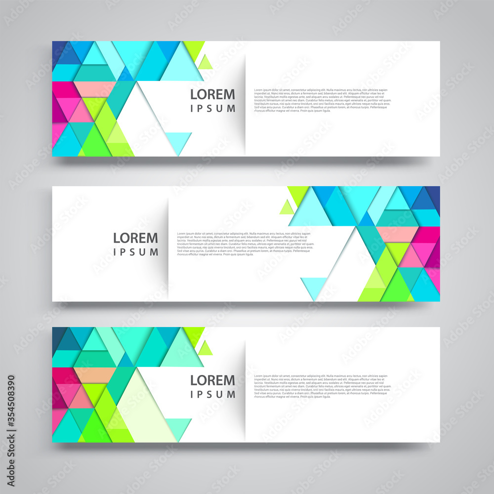 Fototapeta premium Vector set abstract geometric design banner web template.