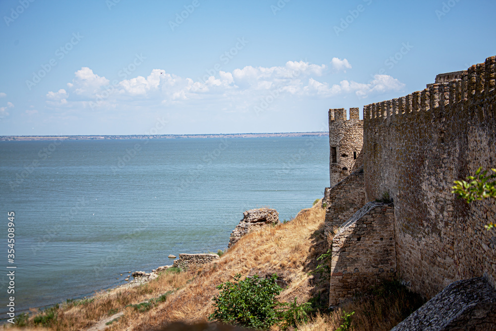 Ancient history building walls of ackerman fortress in Ukraine
