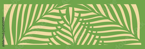 Decorative card for cutting. Palm leaf pattern. Laser cut. Vector illustration.
