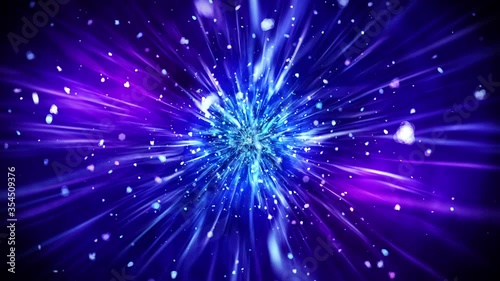 Luxury shine lights with blinking particles. Glitter vintage loop animation. Circular. Hexagonal. Linear. Screen decorations concept. Blue and purple.