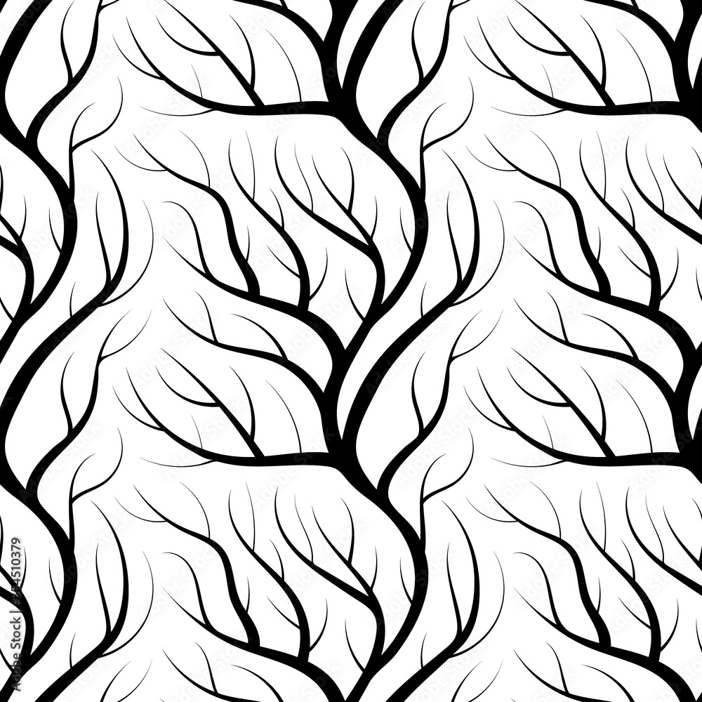 Obraz premium Seamless tree branches silhouettes. Repeated ornament with winter or dead forest. Vector illustration.