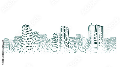 Futuristic night city. Building and urban vector Illustration  City scene on night time. Design graphic for web page or banner.