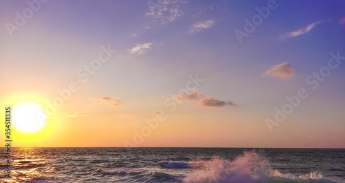 sea waves and sunset  - nice sky - beautiful beach - Summer tropical landscape