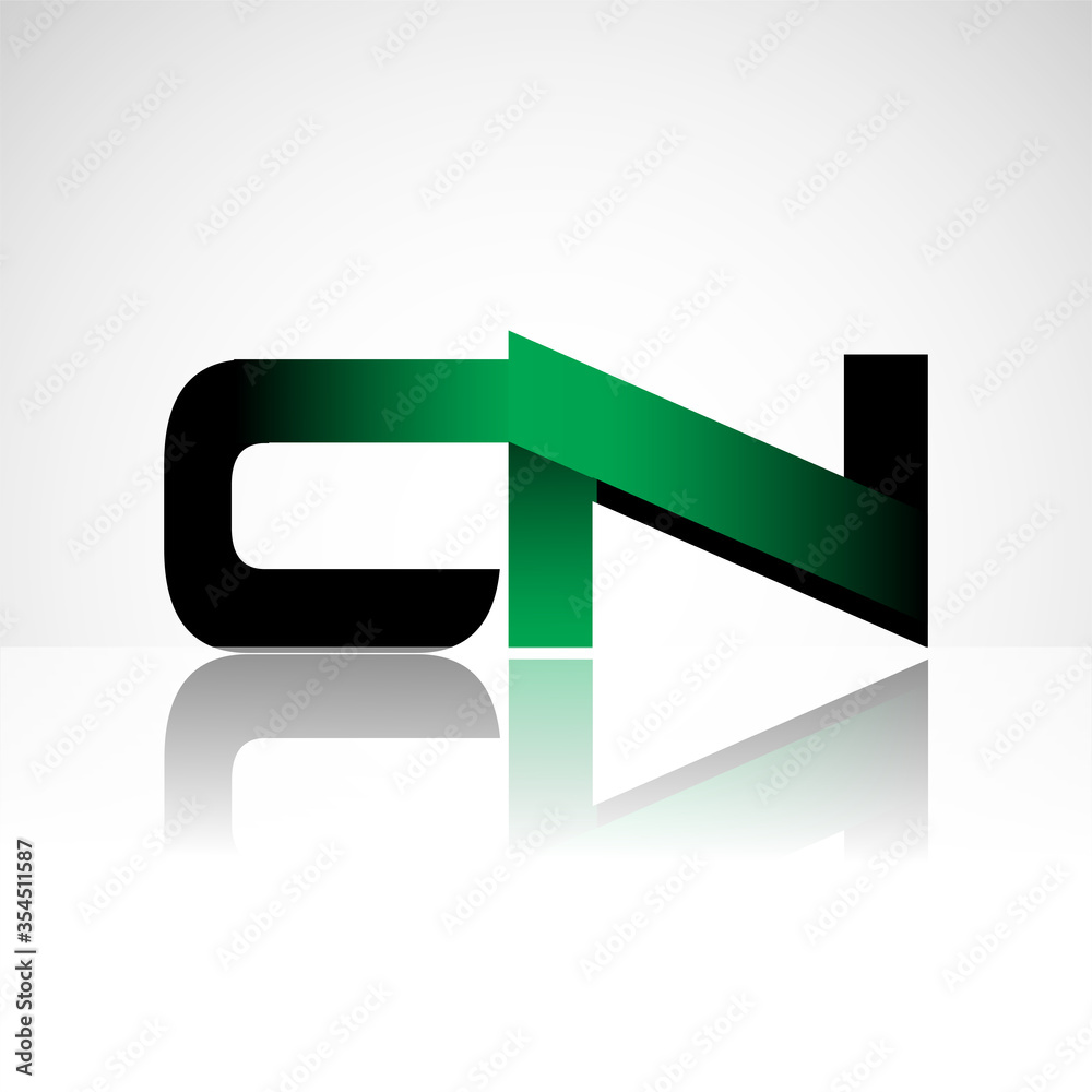 Initial letter CN uppercase modern and simple logo linked green and black colored, isolated in white background. Vector design for company identity. Initial letter CN uppercase modern and simple logo linked green and black colored, isolated in white background. Vector design for company identity.