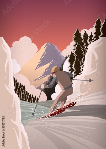 Man snow skiing