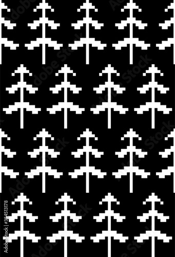 Seamless pattern with firs in scandinavian folk style. Stock vector illustration for web and print, wallpaper, background, textile, scrapbooking and wrapping paper.