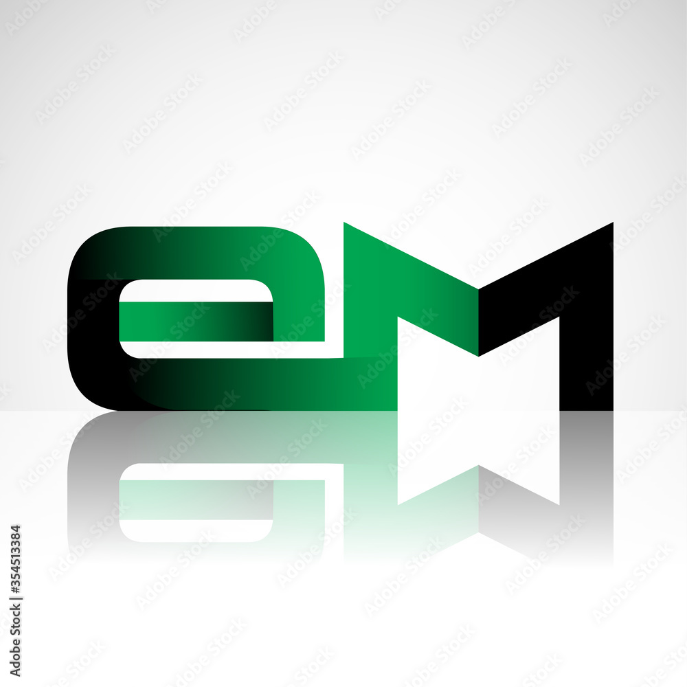 Initial letter EM uppercase modern and simple logo linked green and black colored, isolated in white background. Vector design for company identity. Initial letter EM uppercase modern and simple logo linked green and black colored, isolated in white background. Vector design for company identity.