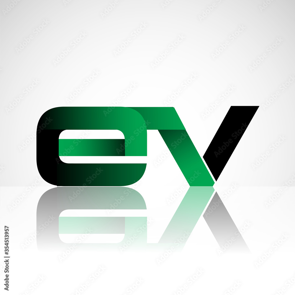 Initial letter EV uppercase modern and simple logo linked green and black colored, isolated in white background. Vector design for company identity. Initial letter EV uppercase modern and simple logo linked green and black colored, isolated in white background. Vector design for company identity.