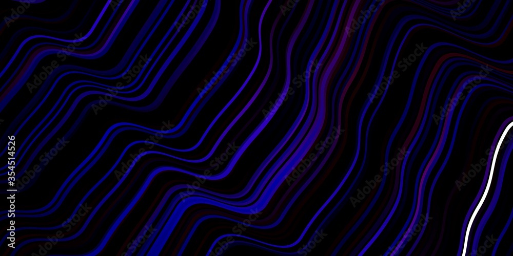 Dark Blue, Red vector background with bent lines. Illustration in abstract style with gradient curved.  Pattern for business booklets, leaflets