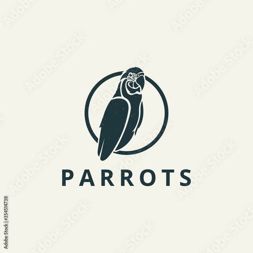 Simple parrots logo with vintage style

