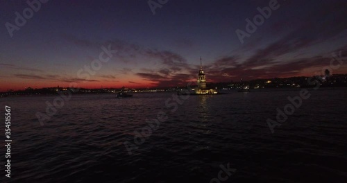 Maidens tower at night drone footage 4K | Kız Kulesi gece görüntüsü drone 4K