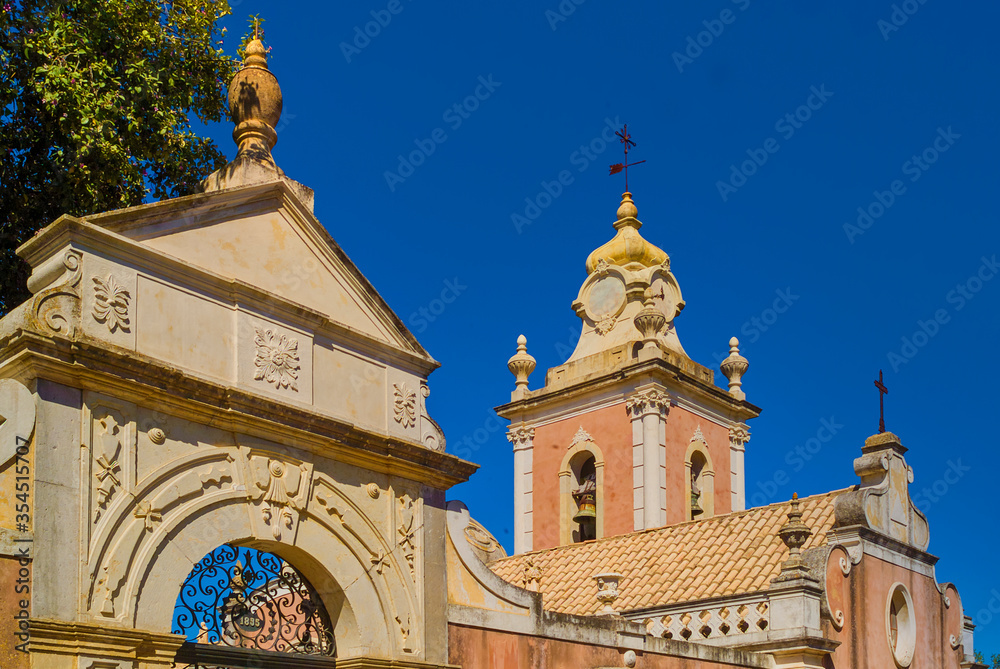church and pediment of Estoi palace in Algarve