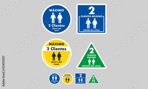Two clients maximum inside the store, mandatory exterior signage to control the entry of people to businesses, stores, restaurants and closed places, ideal to avoid fines, violations and penalties
