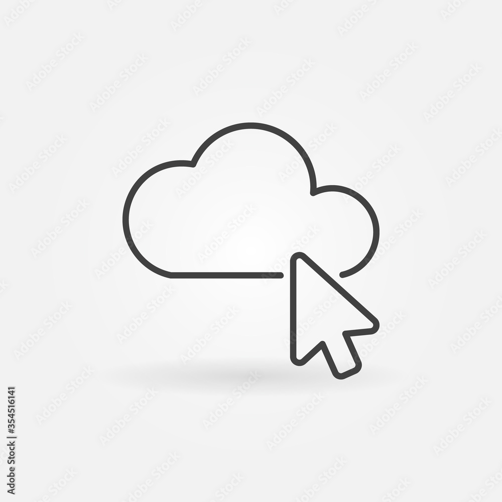 Click on Cloud vector concept icon or sign in outline style Click on Cloud vector concept icon or sign in outline style