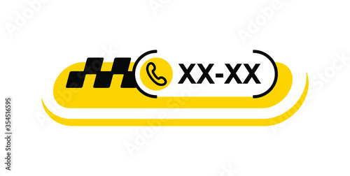 Taxi phone number template for car pasting - passenger transport service advertising - isolated vector catchy button 