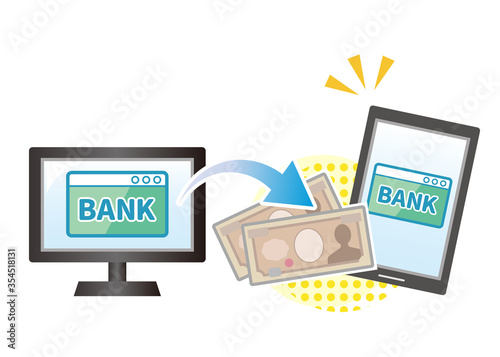 ネットバンクで送金イメージ（PCからスマホ）