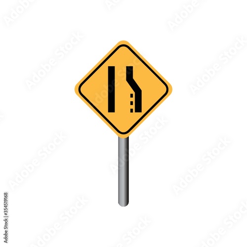 Right lane ends sign