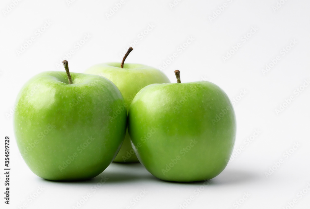 green apple fruit on white background