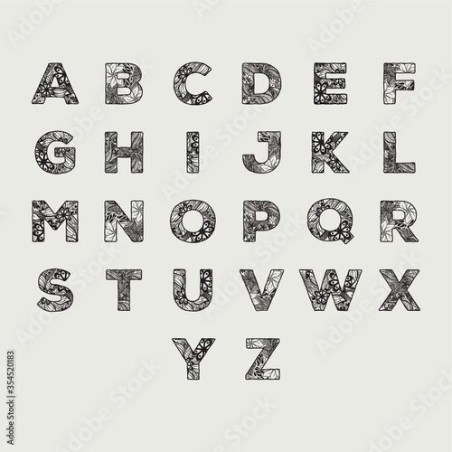 Alphabet set in decorative style