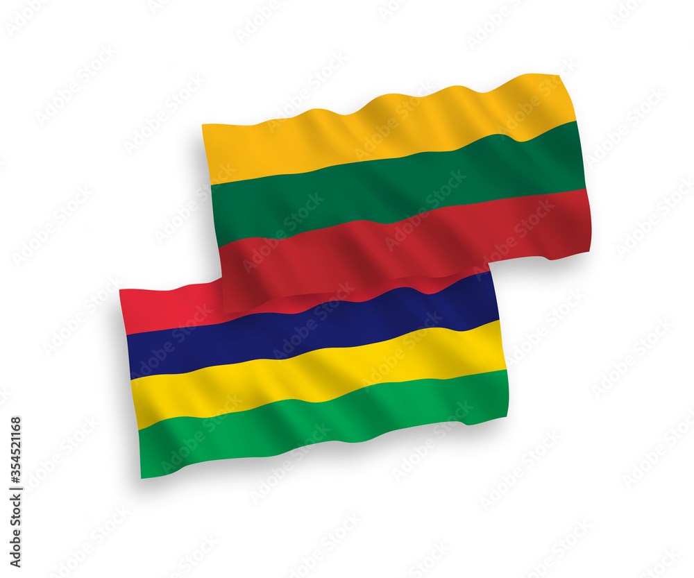Flags of Lithuania and Mauritius on a white background Flags of Lithuania and Mauritius on a white background