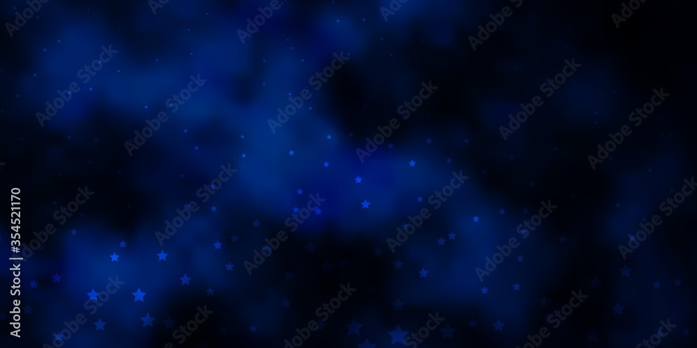 Dark BLUE vector background with small and big stars. Colorful illustration with abstract gradient stars. Best design for your ad, poster, banner.