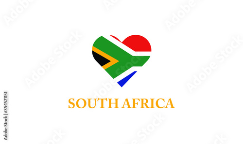 South Africa heart love symbol flag country vector 