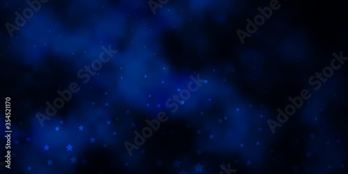 Dark BLUE vector background with small and big stars. Colorful illustration with abstract gradient stars. Best design for your ad  poster  banner.