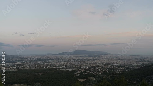 Time-lapse city line of Attica basin, city of Athens, Greece