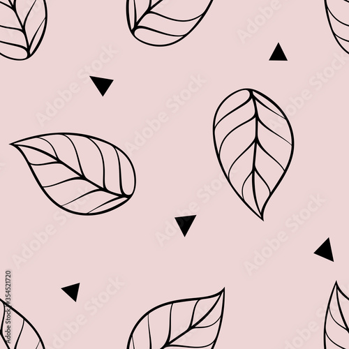 Hand drawn seamless background with autumn leaves. Vector illustration.