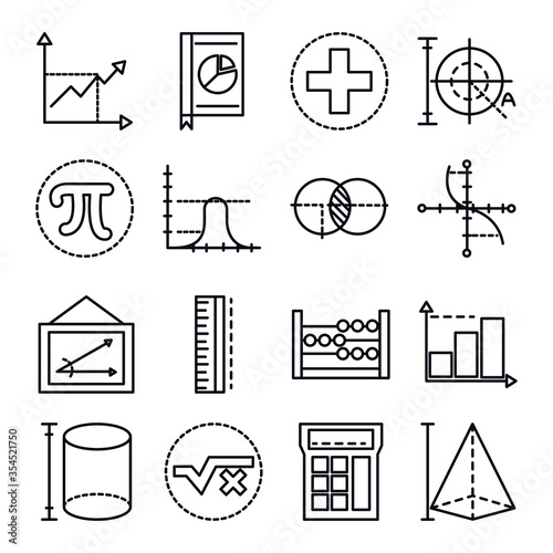 math education school science icons collection line and style