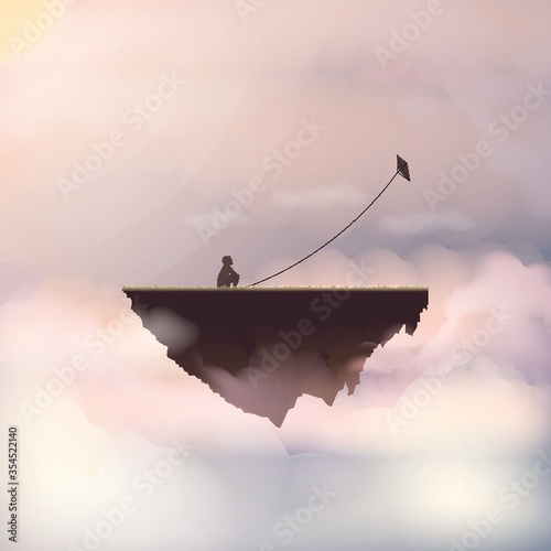 Boy flying a kite