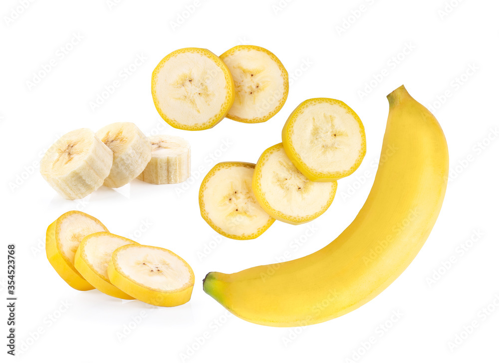 set of banana on white background set of banana on white background