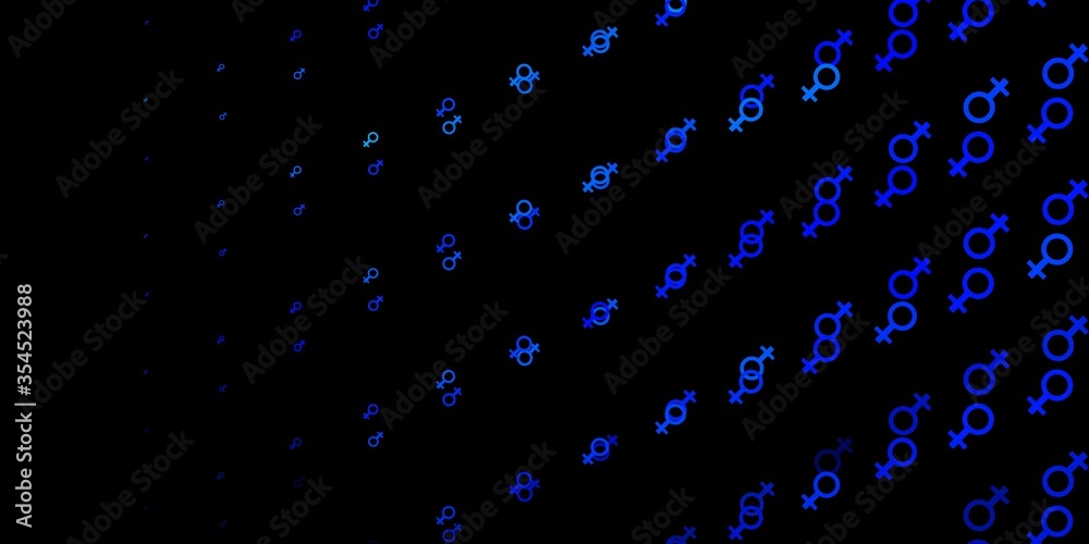 Dark BLUE vector pattern with feminism elements. Dark BLUE vector pattern with feminism elements.
