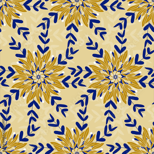 Abstract flower seamless pattern in pastel color. Can use for print, template, fabric, presentation, textile, banner, poster, wallpaper, digital paper.
