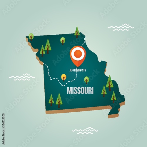 Missouri map with capital city