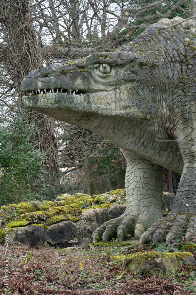 Fototapeta premium Crystal Palace Dinosaurs in Crystal Palace Park, London, England, United Kingdom