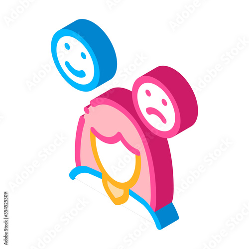 Sleepiness Symptomp Of Pregnancy vector isometric sign. color isolated symbol illustration