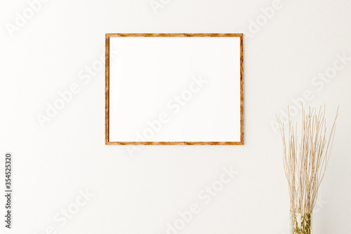 Horizontal Wood Frame Mockup empty wall