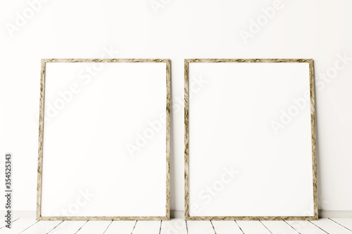 Two vertical wooden Frames Mockup