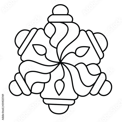 Indian Rangoli design concept of Conch Shells line art isolated on white background