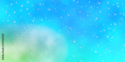 Light Blue, Yellow vector template with neon stars. Colorful illustration with abstract gradient stars. Best design for your ad, poster, banner.