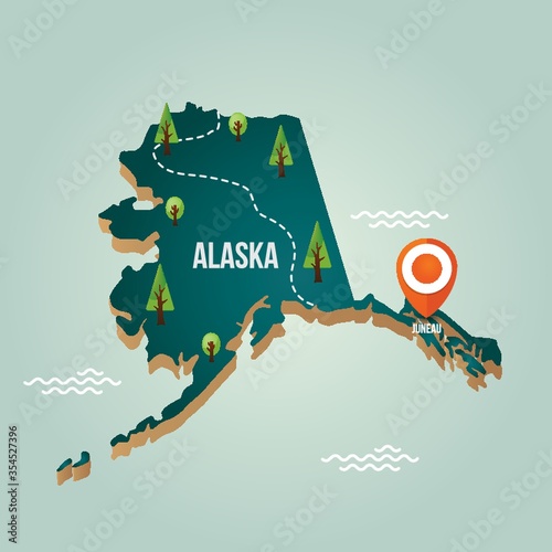 Alaska map with capital city
