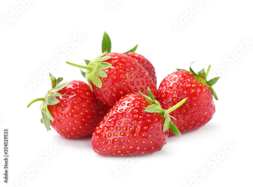 Delicious fresh ripe strawberries isolated on white