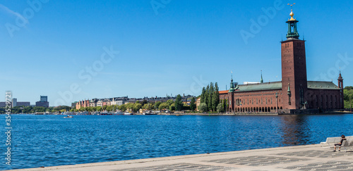 Photography stockholm city hall and river