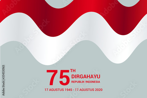 Waving Indonesian flags 75th Indonesia Happy Independence Day greeting card