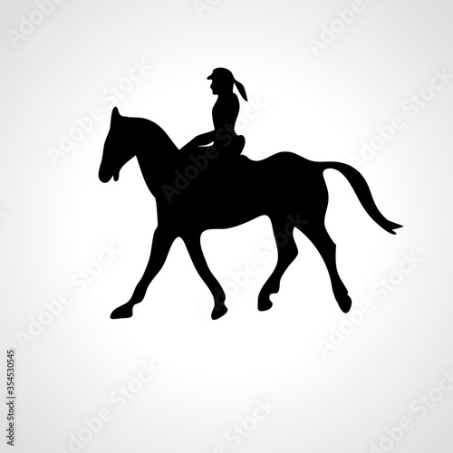 Horse race. Equestrian sport. Silhouette of racing with jockey