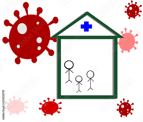 Stay at home to prevent germs, family, prevention of diseases, and viruses covid-19