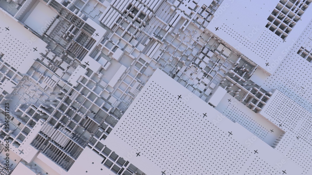 Fototapeta premium 3d abstract city model. microcircuit blank. 3D printing