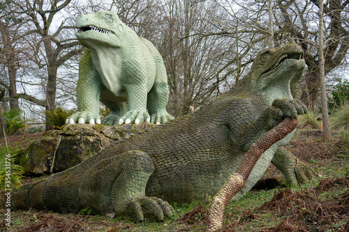 Crystal Palace Dinosaurs in Crystal Palace Park  London  England  United Kingdom