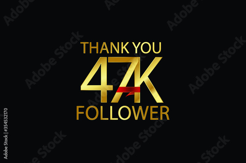 47K, 47.000 Follower celebration logotype. anniversary logo with gold on black background for social media - Vector